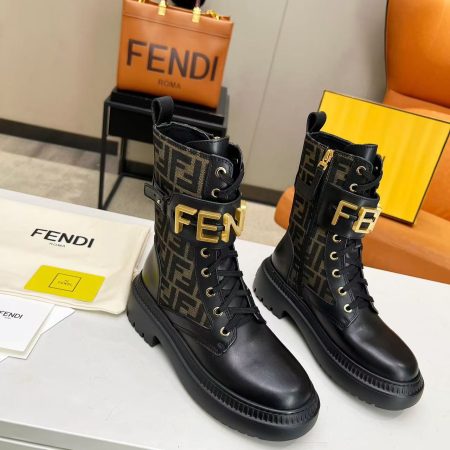 Fendi Fendigraphy Signature Logo Cuff Boots