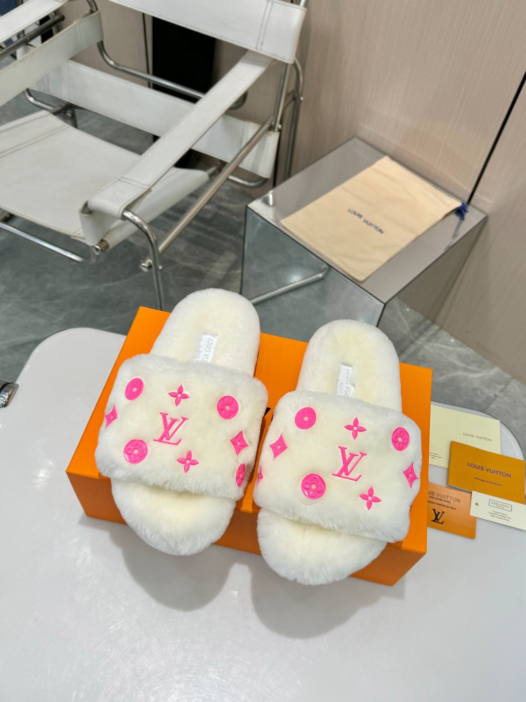 LV Fuzzy Slippers - Image 2