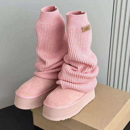 UGG Mini Dip Pink Sock Boot with Thick Sole Snow Boot