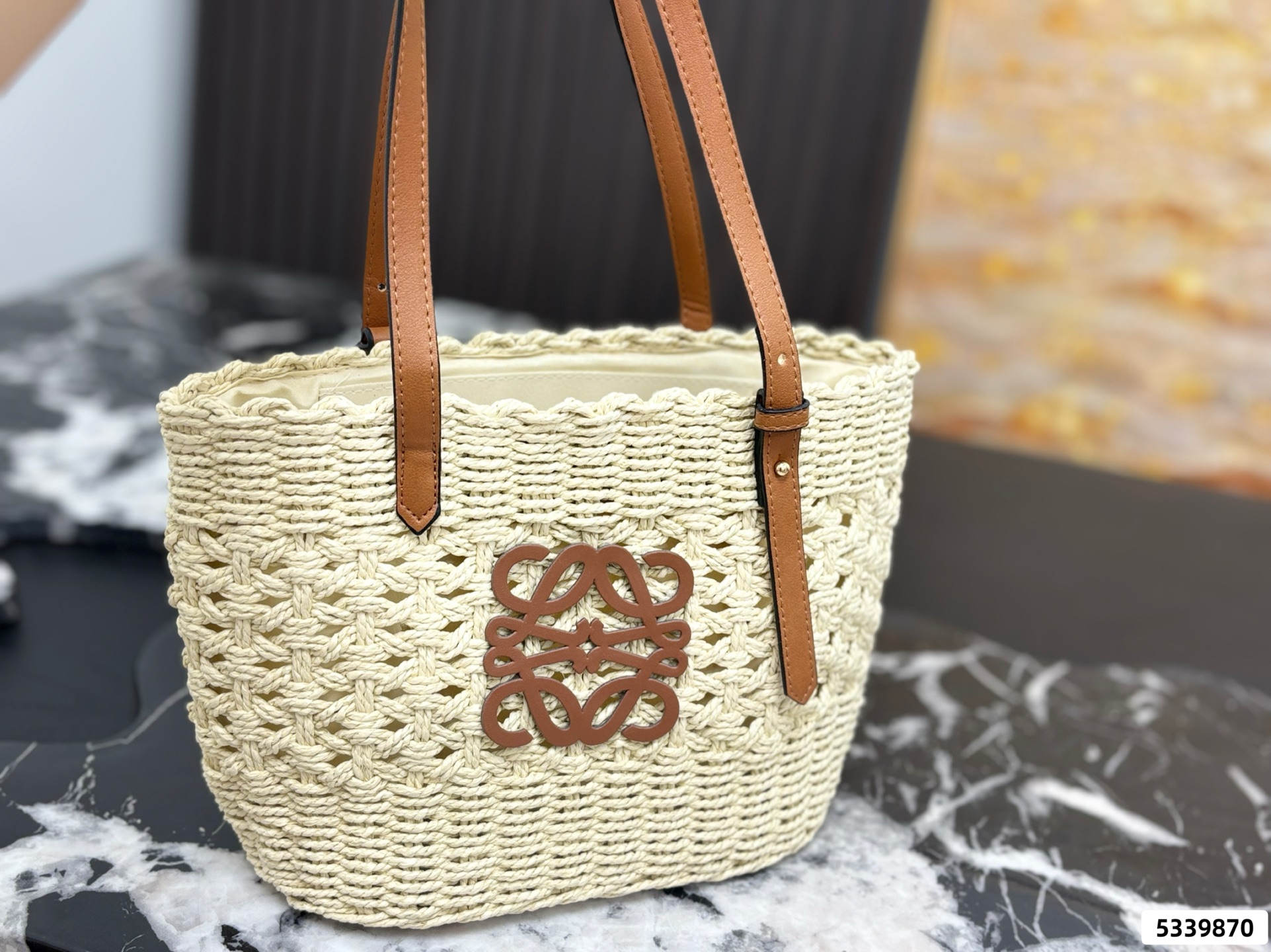 Loewe Anagram Basket Woven Shopping Bag - Image 2