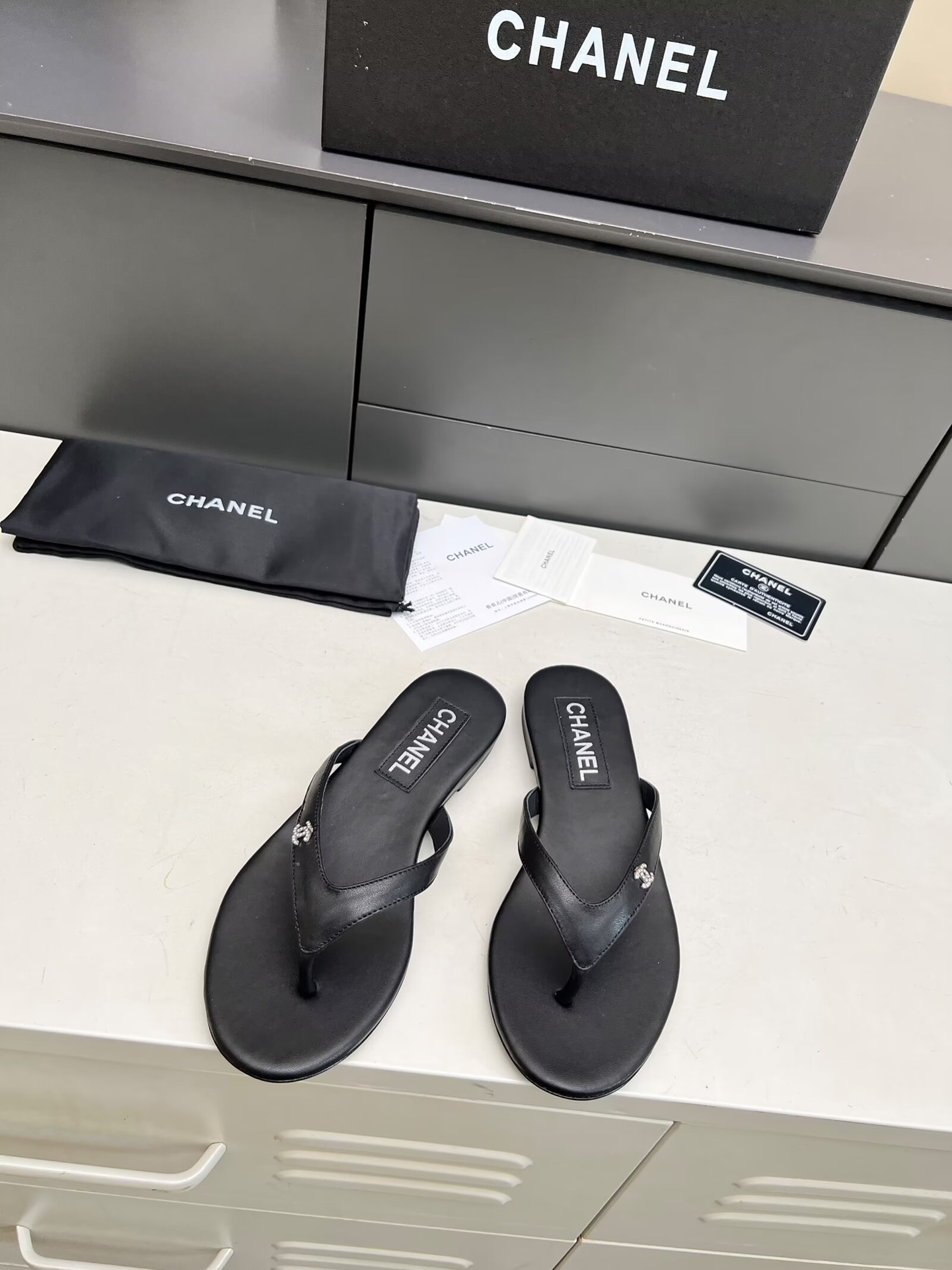 Chanel Crystal CC Thong Sandals - Image 4