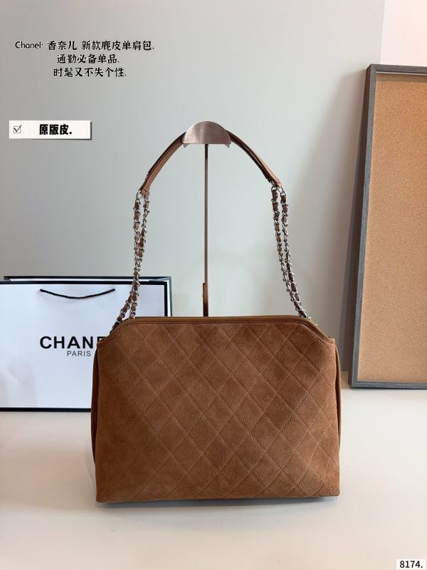 Chanel Large Suede Shoulder Bag