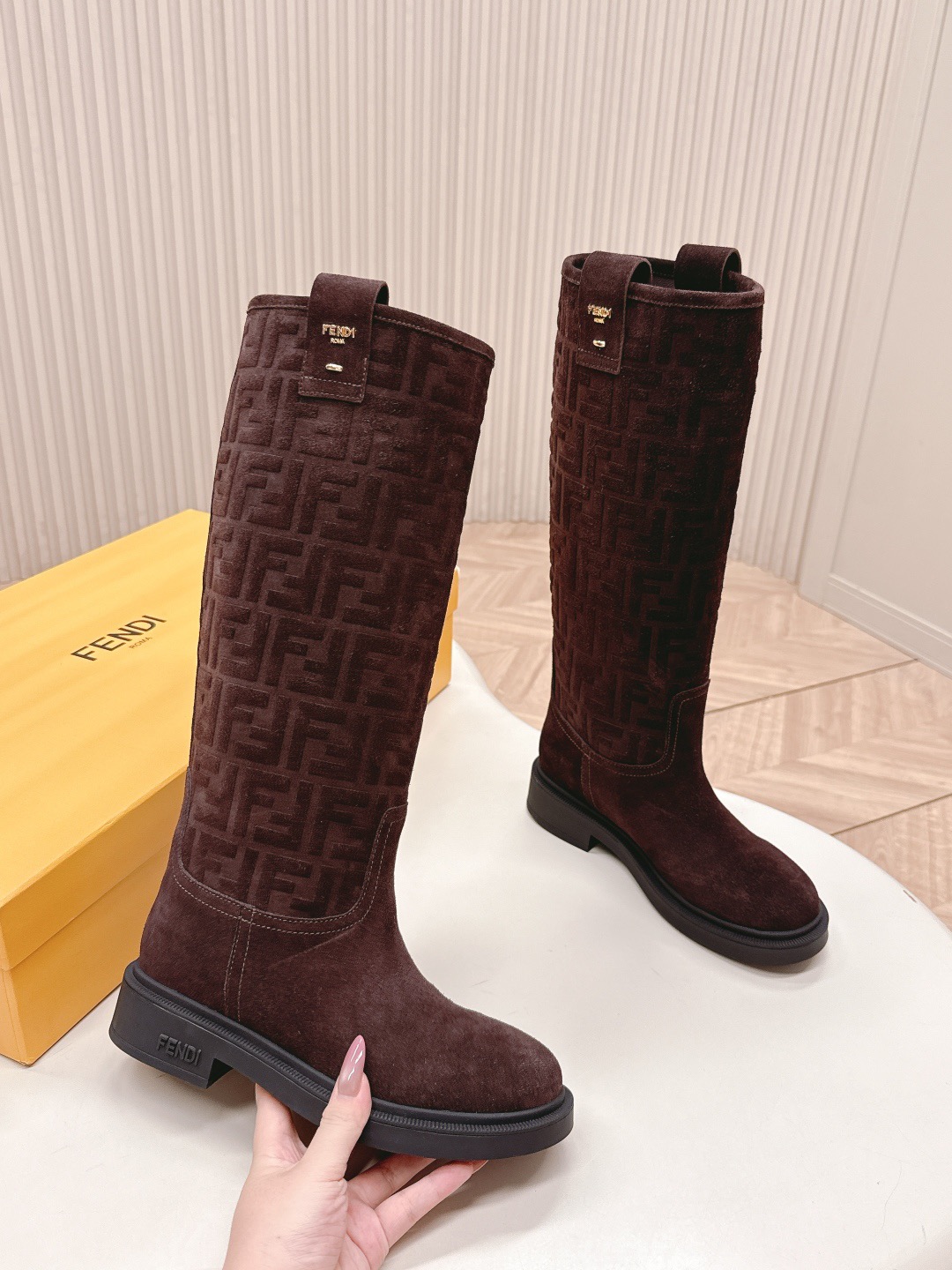Fendi Filo Tall Suede Boots - Image 1
