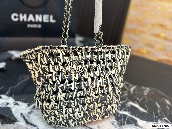 Chanel 23P Chain-Handled Woven Bag