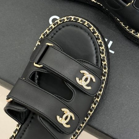 Chanel Black CC Double Breasted Flat Slippers Sandals - Image 7