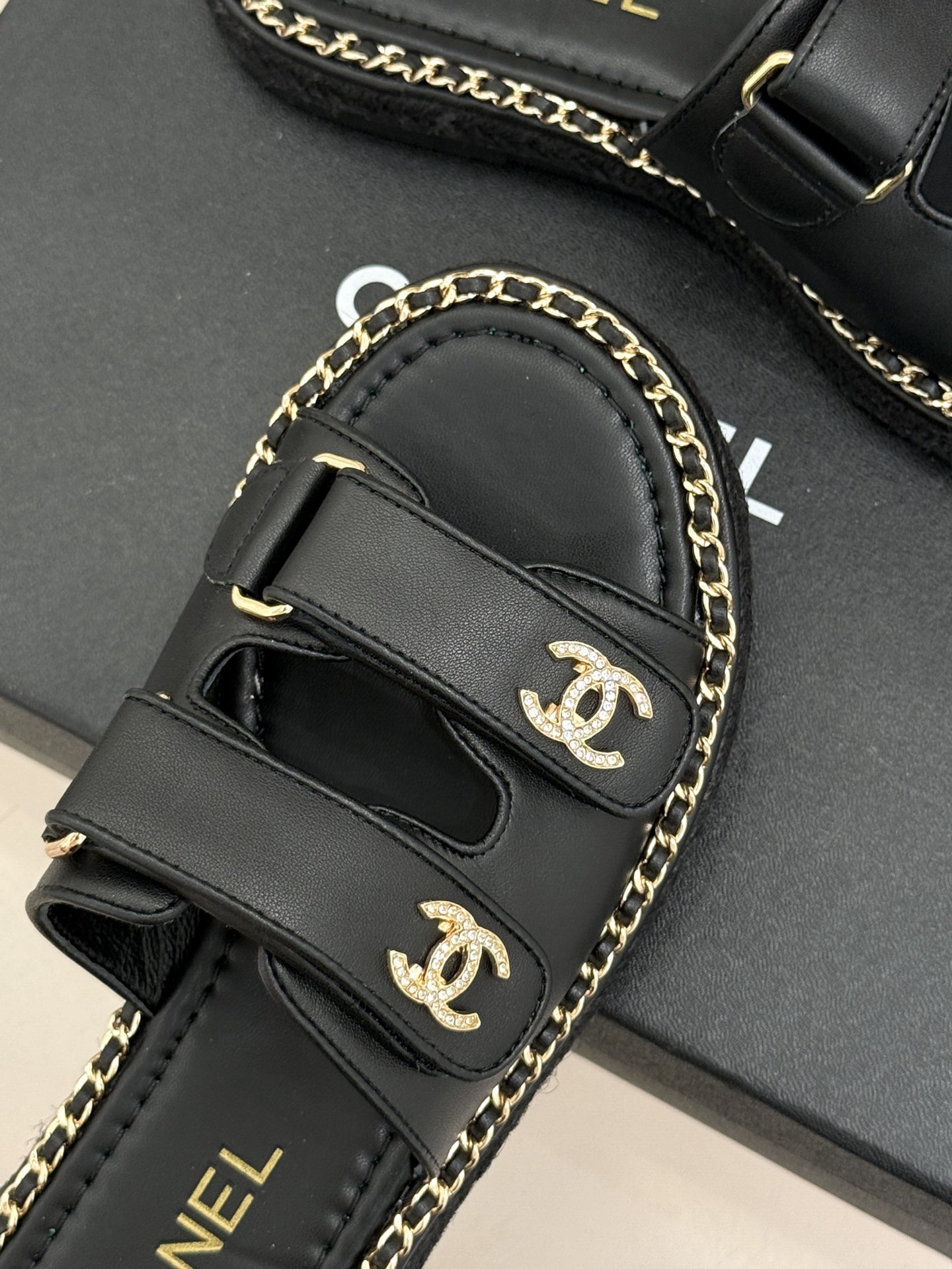Chanel Black CC Double Breasted Flat Slippers Sandals - Image 7