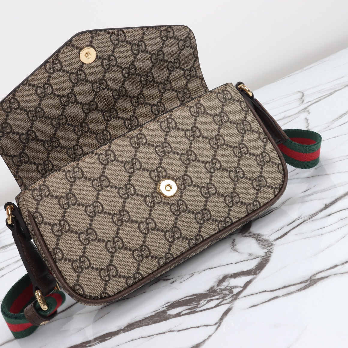Gucci Ophidia Pochette in Beige and ebony Supreme - Image 7