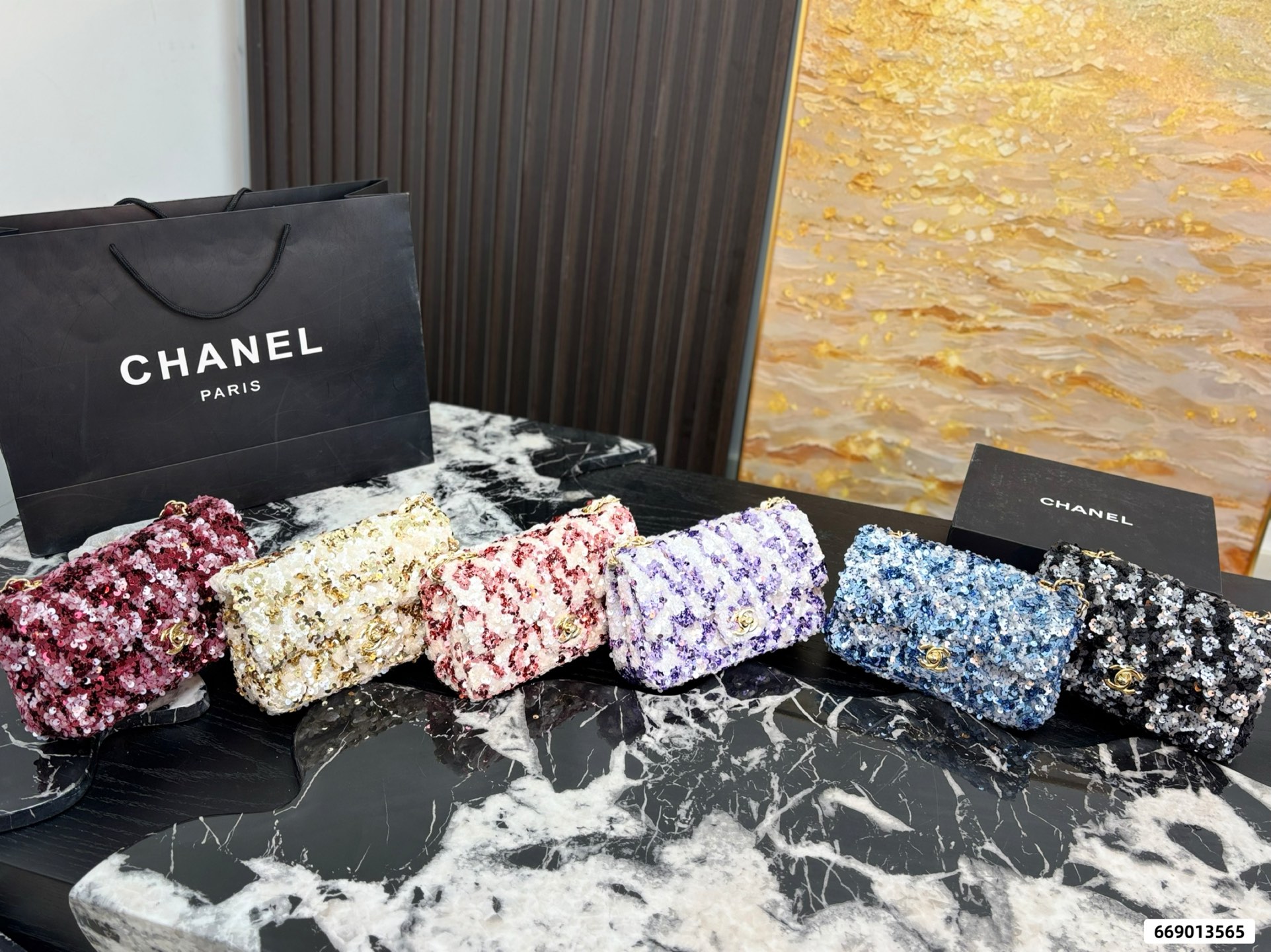 Chanel Sequined CF Chain Bag - Image 2