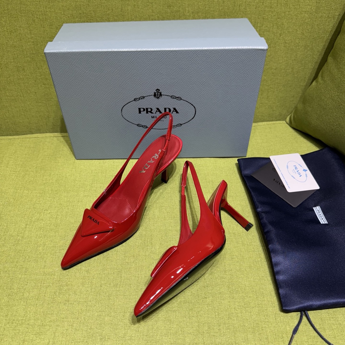 Prada Patent Leather Slingback Heeled Pumps - Image 3