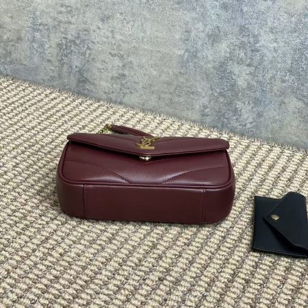 YSL Loulou Mini Chain Crossbody Bag Burgundy - Image 3