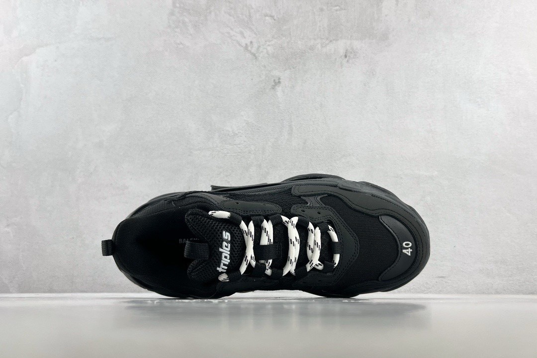 Balenciaga Triple S Clear Sole Sneakers Black Mirror Version 10A - Image 4