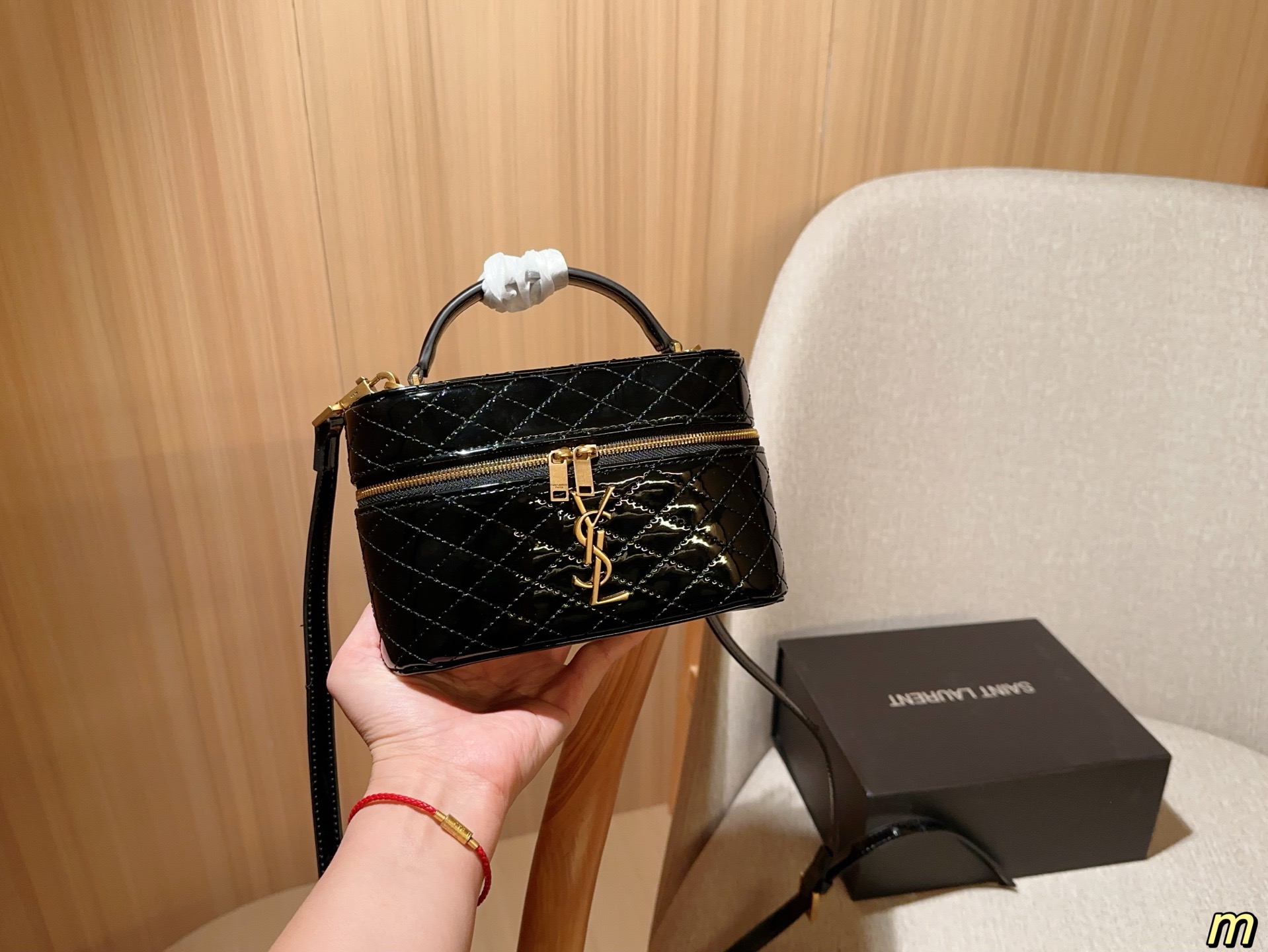YSL Saint Laurent Patent Leather Cosmetic Bag - Image 2