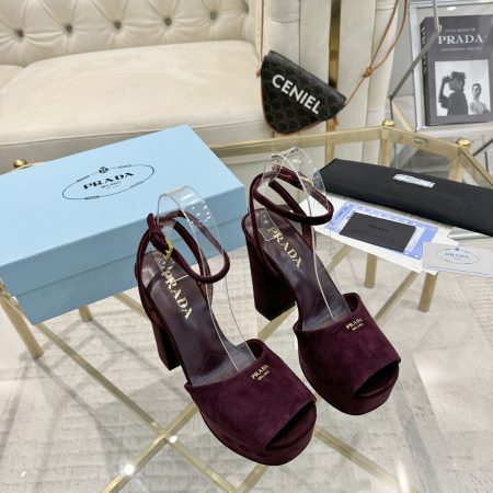 Prada Buckle Square-Heel Sandals - Image 4