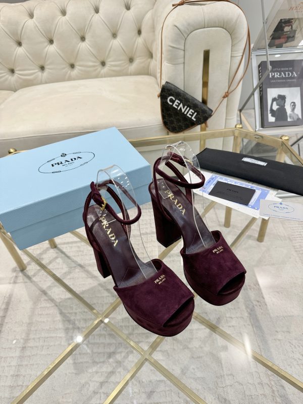 Prada Buckle Square-Heel Sandals