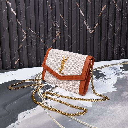 YSL Saint Laurent Genuine Leather Envelope Clutch Saffiano Leather Shoulder Bag