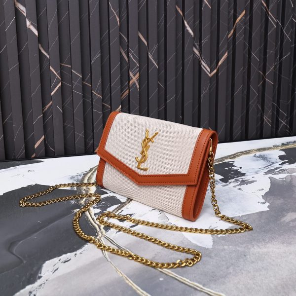 YSL Saint Laurent Genuine Leather Envelope Clutch Saffiano Leather Shoulder Bag