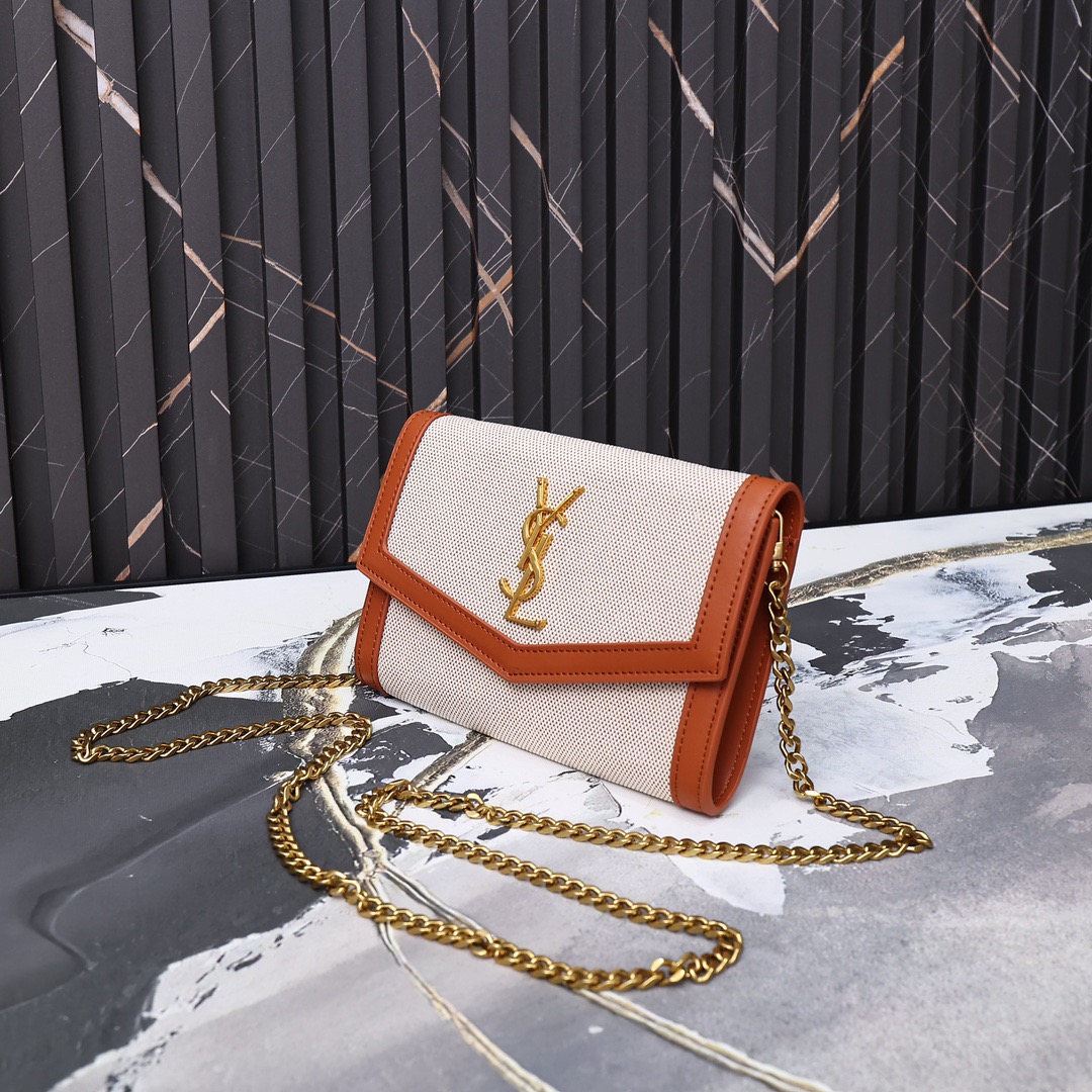 YSL Saint Laurent Genuine Leather Envelope Clutch Saffiano Leather Shoulder Bag - Image 1