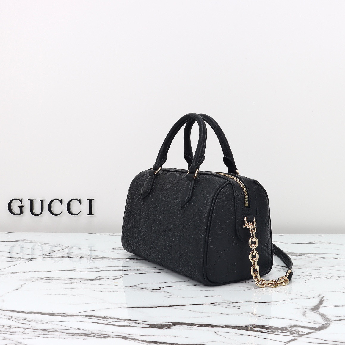 Gucci GG Emblem Medium Boston Black - Image 3