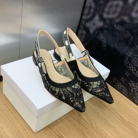 Dior Embroidered Sandals Slingback Flat Mules Black - Image 3
