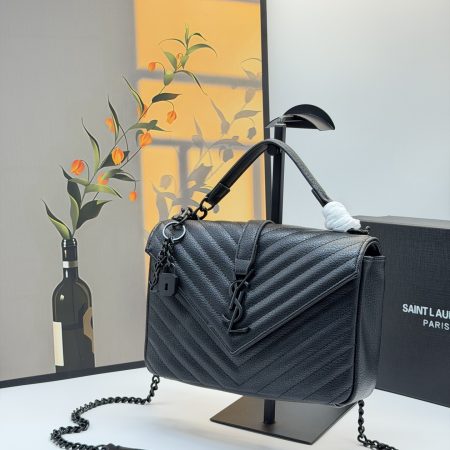 YSL College Black and Gold Messenger Bag - Image 5