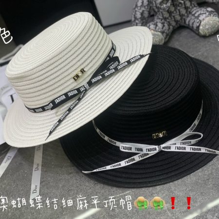 DIOR Flat-Brimmed Straw Hat