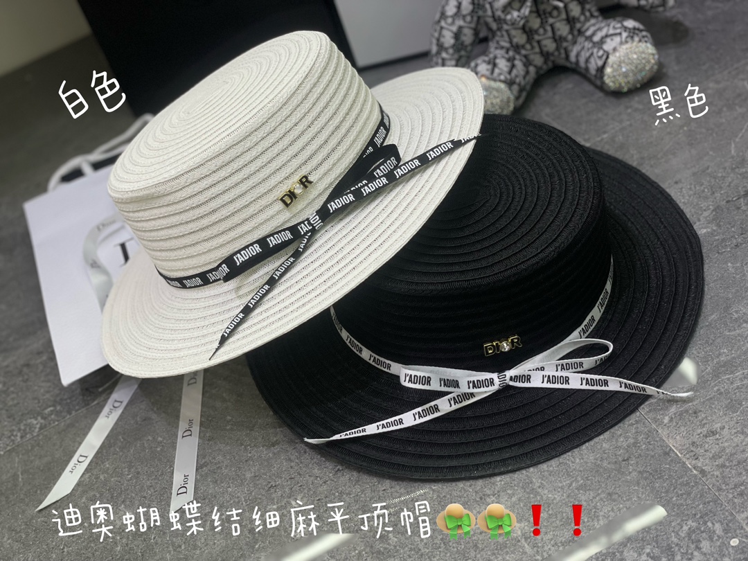 DIOR Flat-Brimmed Straw Hat - Image 1