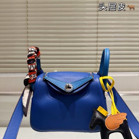 Hermes mini Lindy colorblocked silver buckle bag - Image 4
