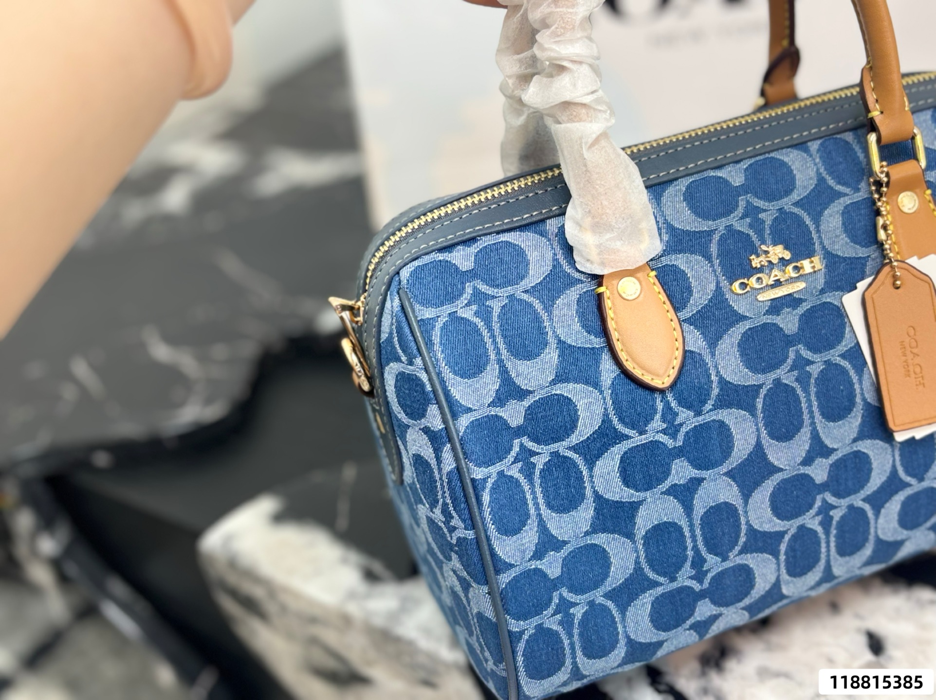 Coach Denim Mini Boston Bag - Image 5