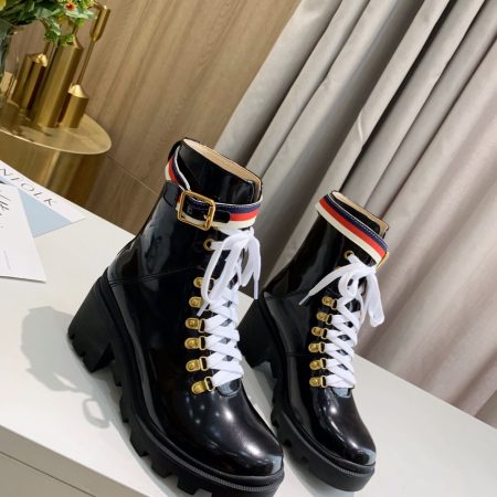 Gucci Sylvie Web Accent Combat Boots - Image 3