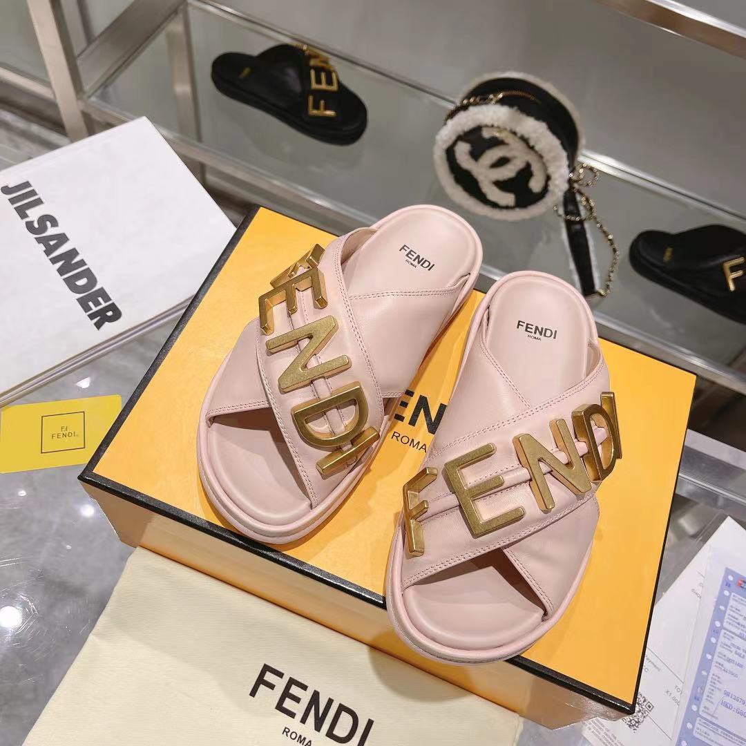 Fendi Vitello Fendigraphy Slide Sandals - Image 4