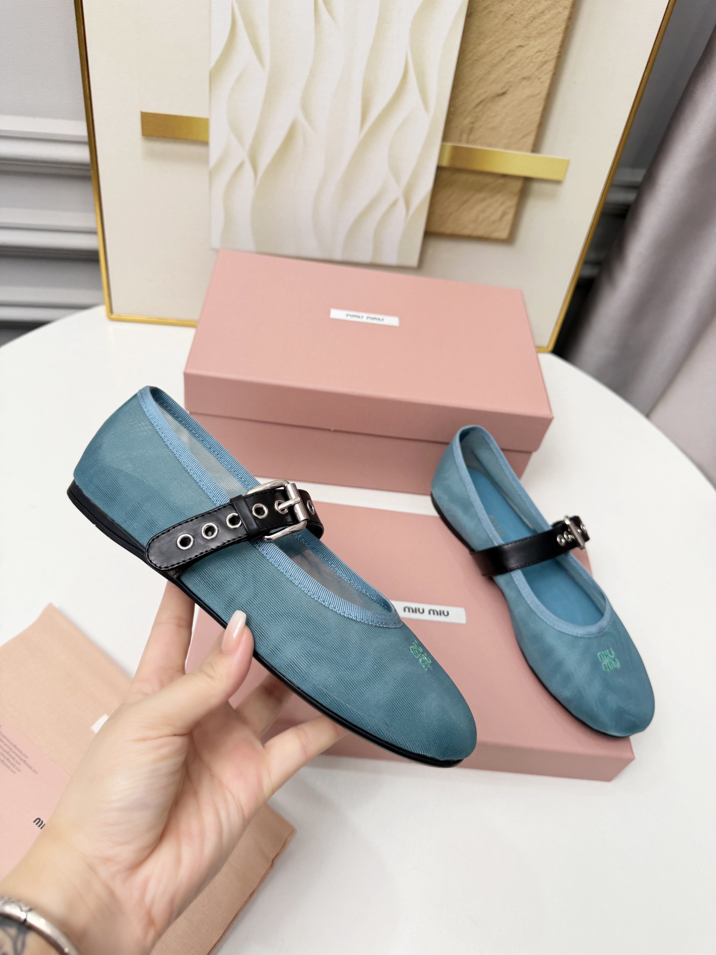MIU MIU Anise Mesh Fabric Ballerinas - Image 2
