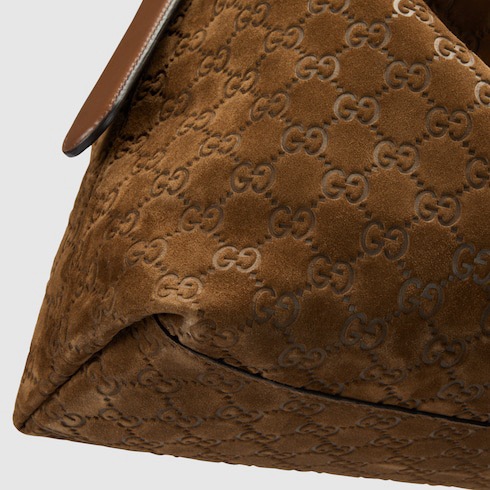 Gucci Beatrix Large Tote Bag in Brown Suede