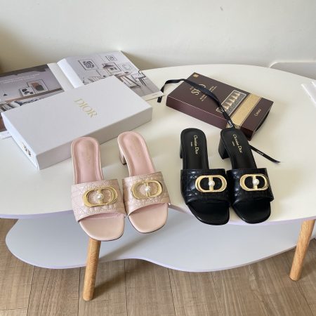 DIOR 26P CD-style Pearl-Embroidered Chunky-Heel Slippers