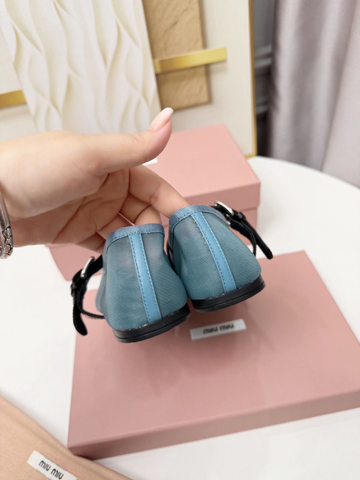 MIU MIU Anise Mesh Fabric Ballerinas - Image 8