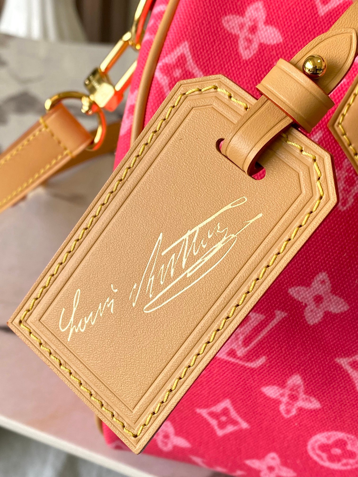 LV Speedy Bandoulière 25 Monogram Anniversary Canvas Bag Red - Image 6