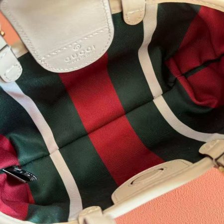 Gucci GG Emblem Mini Bag in Beige and White GG Fabric - Image 6