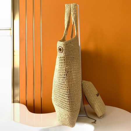 YSL Saint Laurent Raffia Icare Shopping Tote Bag - Image 3