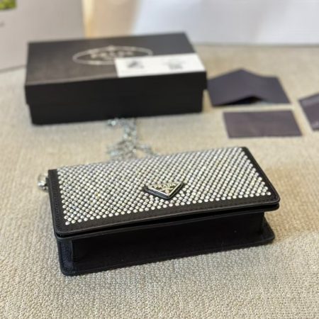 Prada Flap Card Holder with Chain - Image 7