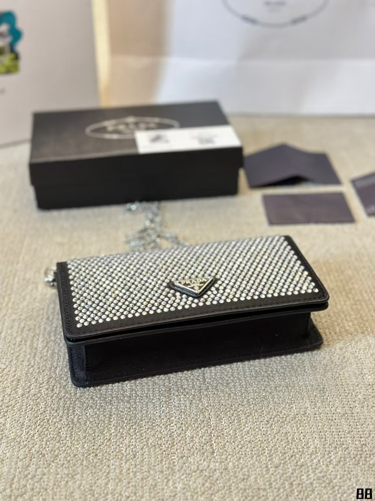 Prada Flap Card Holder with Chain - Image 7