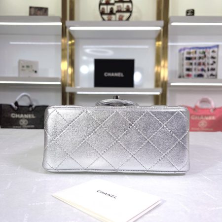 Chanel Quilted Silver Flap Bag - Image 6