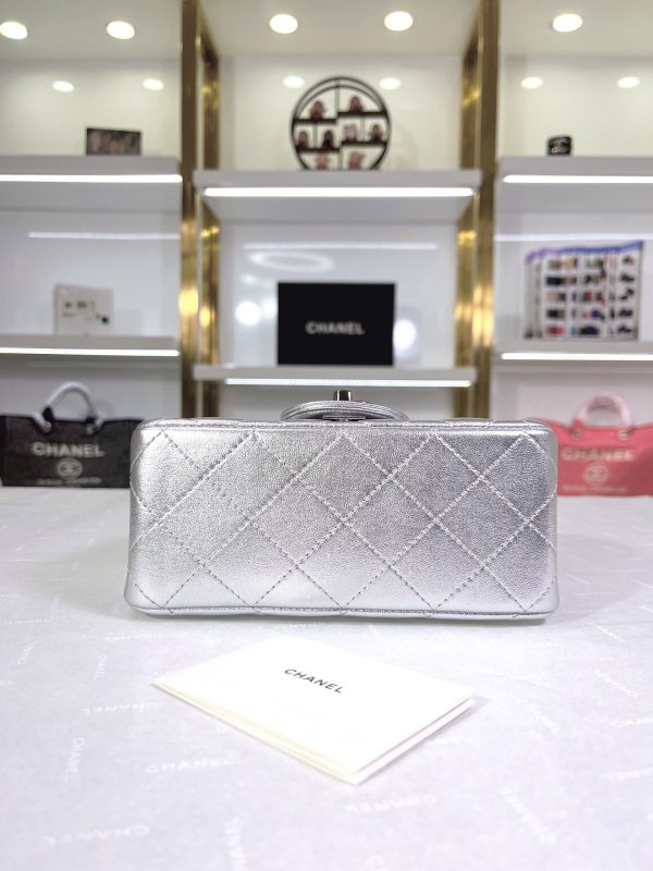 Chanel Quilted Silver Flap Bag