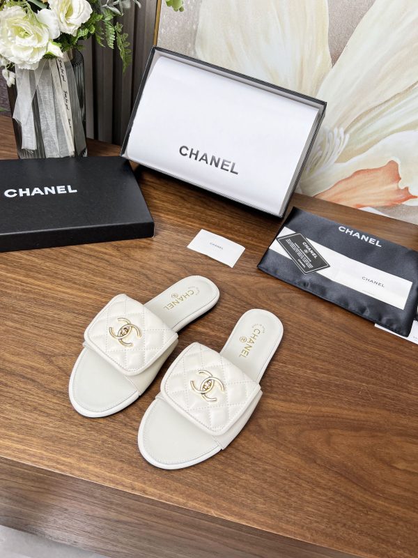 Chanel Quilted CC Slides