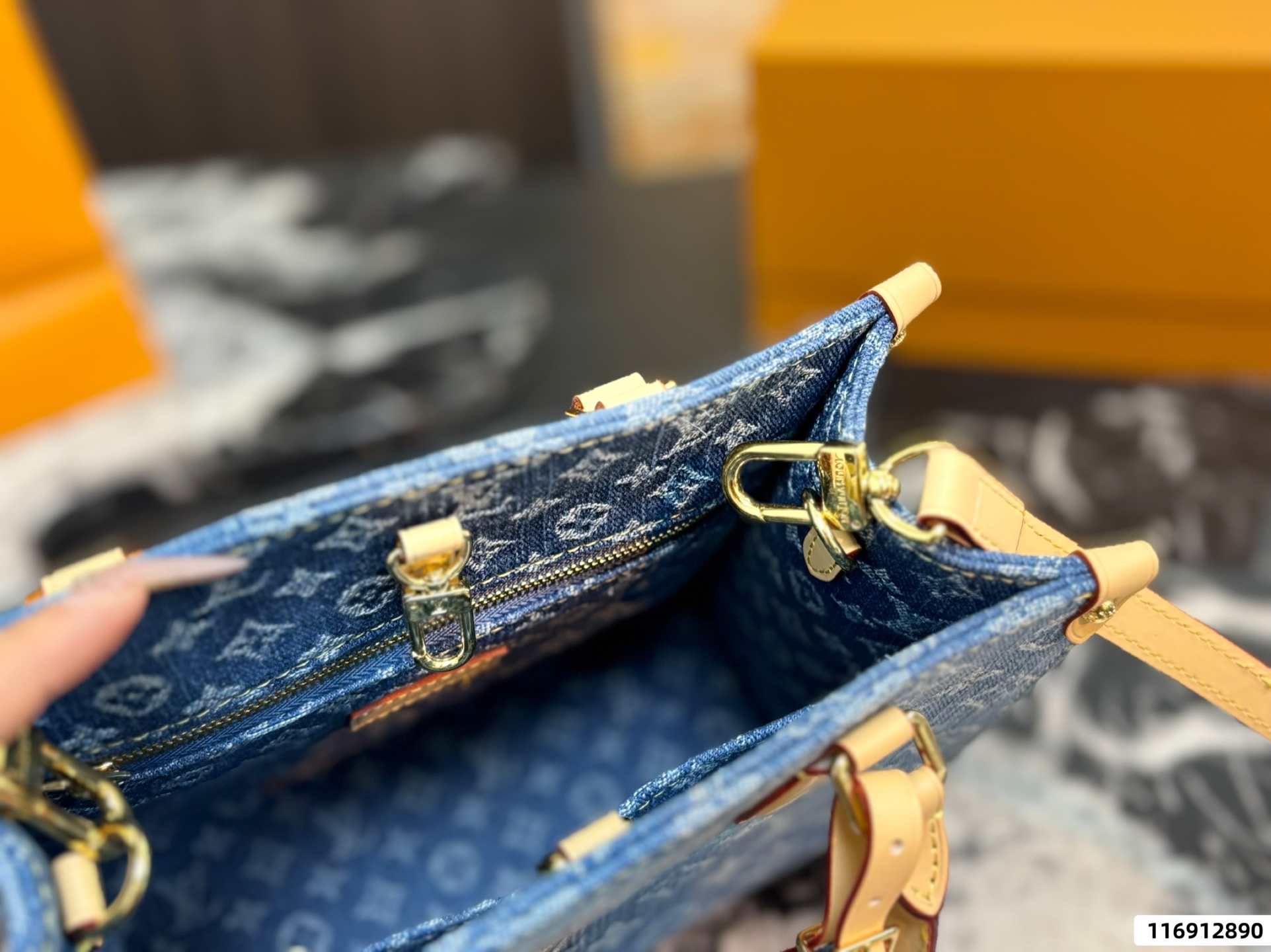 LV Monogram Denim OnTheGo PM Bag - Image 9