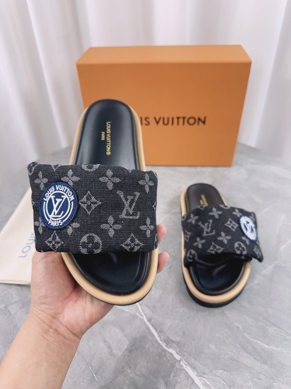 LV Pool Pillow Denim Flat Comfort Mules