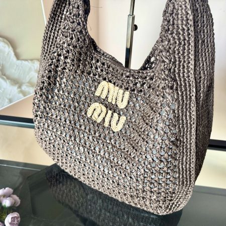 Miu Miu Raffia-effect Woven Shoulder Bag 10A - Image 2