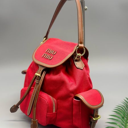 Miu Miu Canvas and Leather Backpack - Image 3