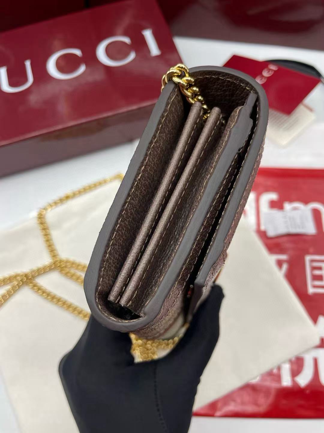 Gucci Ophidia Wallet on Chain in Beige - Image 6