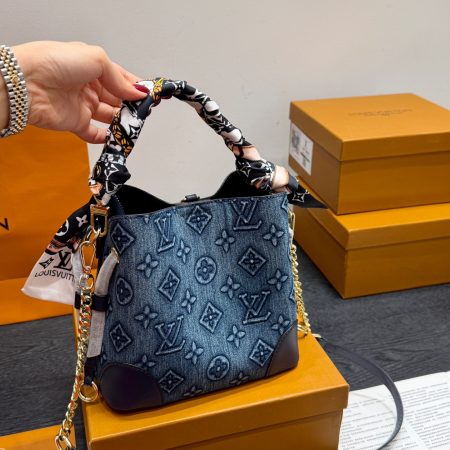LV Denim bucket shoulder handbag - Image 5