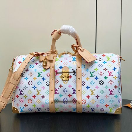 LV x TM KEEPALL BANDOULIèRE 45 Travel Bag White - Image 3