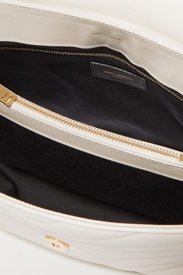 SAINT LAURENT YSL Loulou Medium Quilted Leather Shoulder Bag White